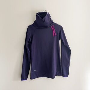 Nike Pro Dri-Fit Women's Purple High-Neck Pullover with Pink Side Tie